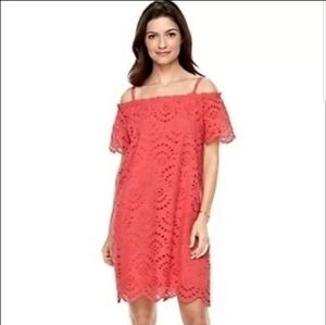 NWT Hope & Harlow Women's Size Large Knee-Length Scallop Hem Eyelet Dress